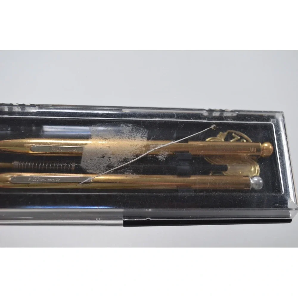 Vintage‎ Tilt-a-matic Gold Tone Metal Mechanical Pen Set in Plastic Case